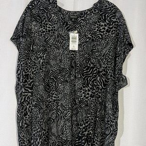 Torrid 2X Grey Mixed Animal Print Dolman Challis Blouse